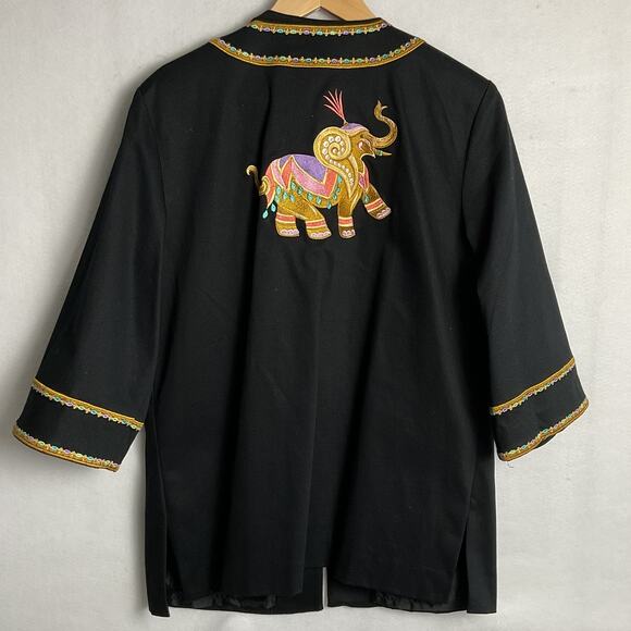 Bob Mackie Wearable Art Embroidered Elephant Jacket Womens Medium - Picture 5 of 11